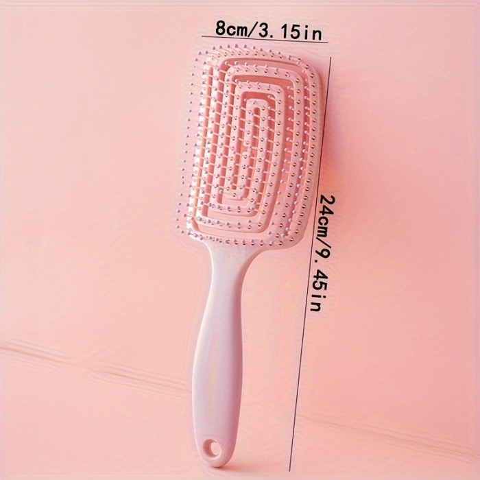 Flexible Plastic Bristle Detangling Hair Brush - Resin Handle Comb for All Hair Types, Wet or Dry