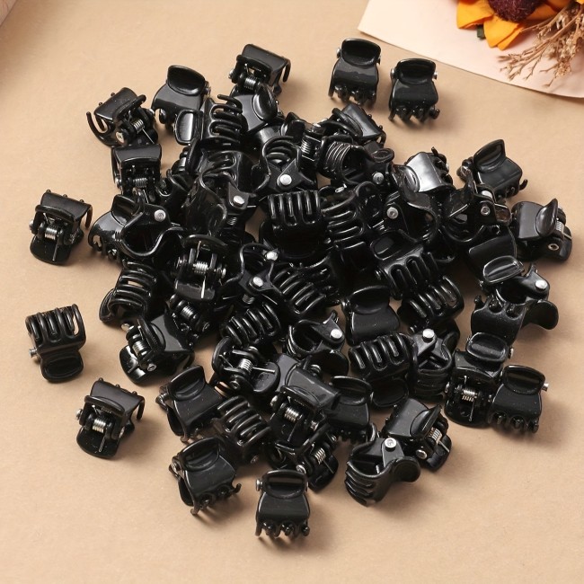 100pcs Black Mini Solid Hair Claws, Cute PVC Hair Accessories, Fashionable And Exquisite Side Clip Hair Accessories, Headpiece Manufacturing Tools for Ladies And Girls, Decorative Gifts Suitable for Daily Holiday Wear