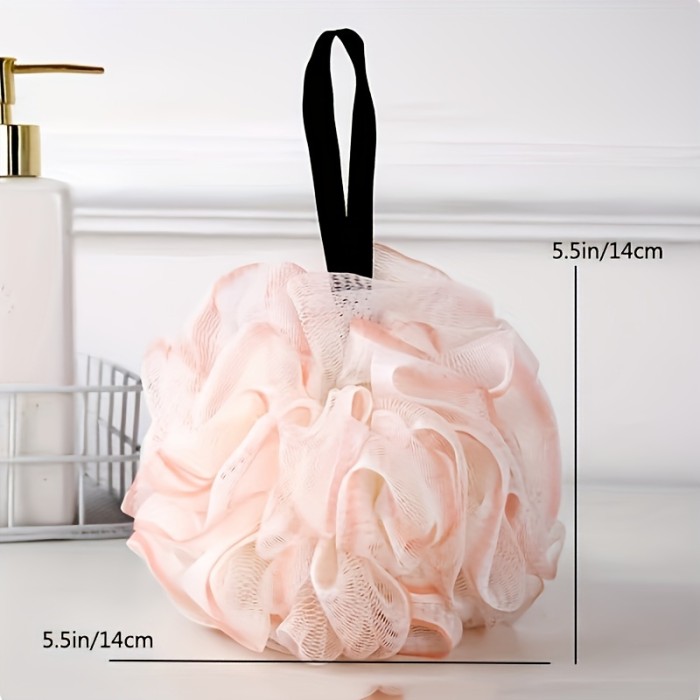 3pcs Random Color Gradient Color Bath Ball, Super Soft Foaming Net, High-grade Bath Ball, Non-Scattering Bath Flower, Dual Use For Scrubbing, Bath Ball