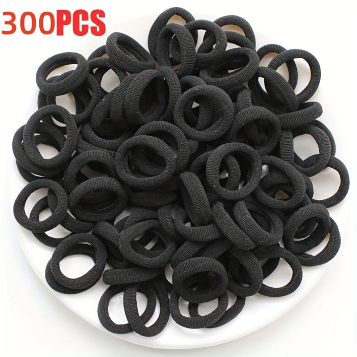 100\u002F300\u002F500pcs Elastic Hair Bands for Girls - Solid Color Polyester Ponytail Holders, Casual All-Season Hair Ties, Daily Use Rubber Scrunchie Hair Accessories for Teens