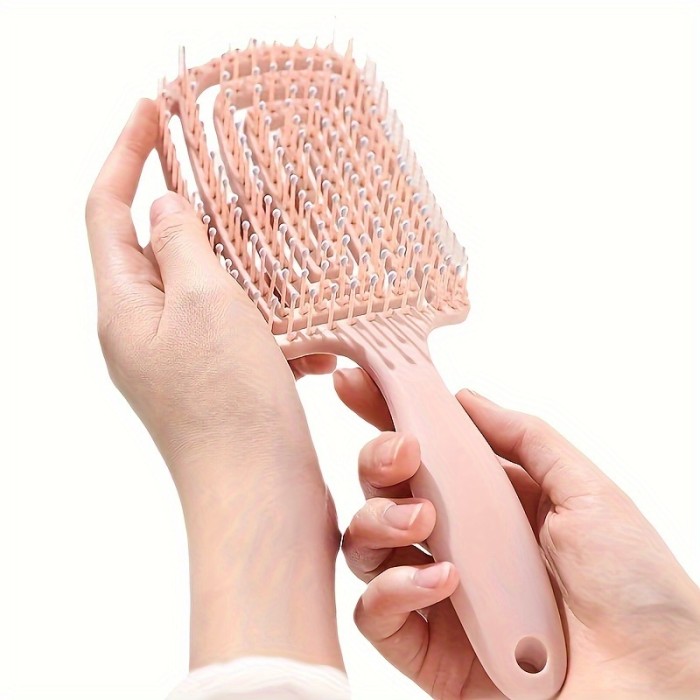 Flexible Plastic Bristle Detangling Hair Brush - Resin Handle Comb for All Hair Types, Wet or Dry
