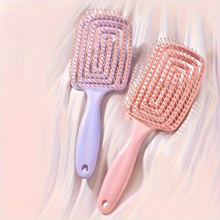 Flexible Plastic Bristle Detangling Hair Brush - Resin Handle Comb for All Hair Types, Wet or Dry