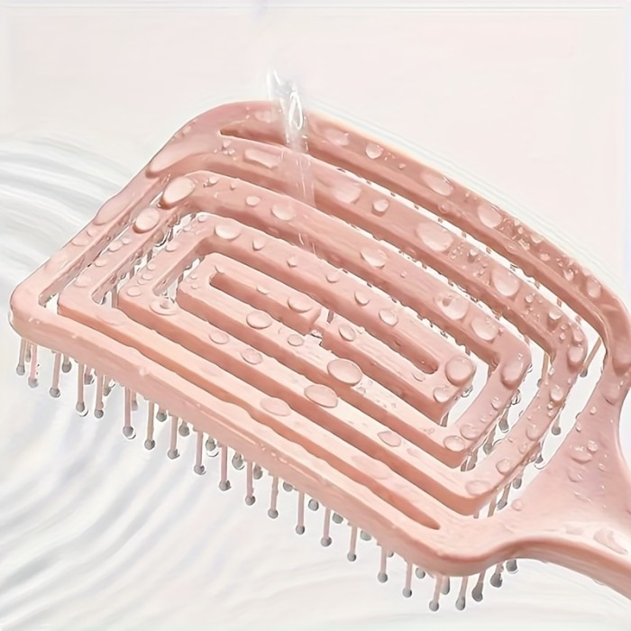 Flexible Plastic Bristle Detangling Hair Brush - Resin Handle Comb for All Hair Types, Wet or Dry