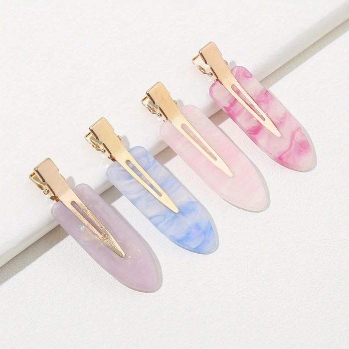 4pcs Simple Mixed Color Hair Clips Side No Trace Bangs Duckbill Clips Elegant Ladies Headwear Hair Accessories
