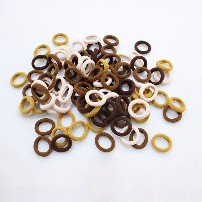 100\u002F300\u002F500pcs Elastic Hair Bands for Girls - Solid Color Polyester Ponytail Holders, Casual All-Season Hair Ties, Daily Use Rubber Scrunchie Hair Accessories for Teens