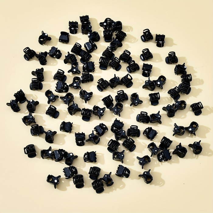 100pcs Black Mini Solid Hair Claws, Cute PVC Hair Accessories, Fashionable And Exquisite Side Clip Hair Accessories, Headpiece Manufacturing Tools for Ladies And Girls, Decorative Gifts Suitable for Daily Holiday Wear