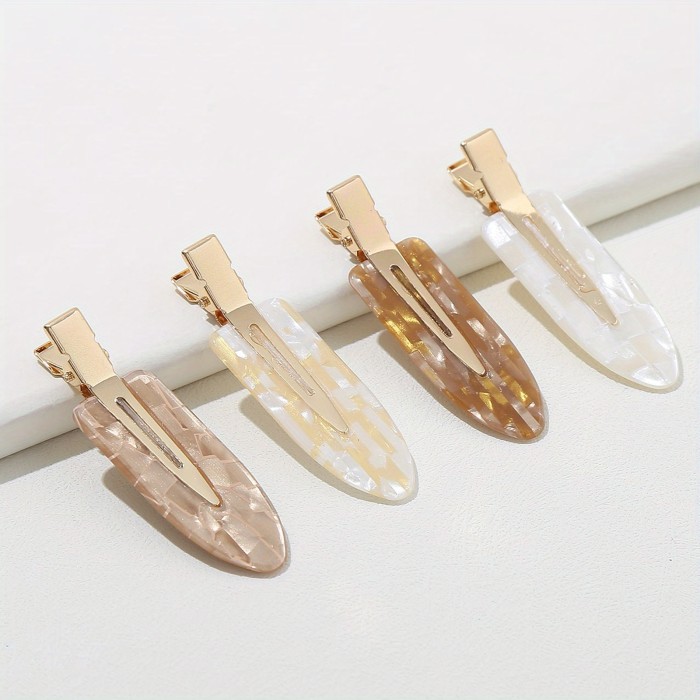 4pcs Simple Mixed Color Hair Clips Side No Trace Bangs Duckbill Clips Elegant Ladies Headwear Hair Accessories