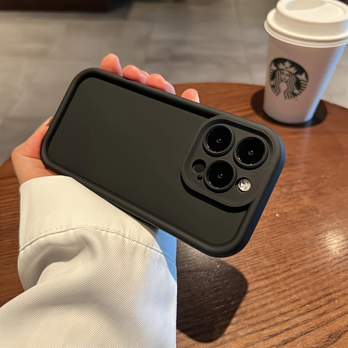 Luxurious Solid Color Shockproof Phone Case Compatible with Apple Iphone 15, 14, 13, 12, 11 Pro Max, 14, 15 Plus, Featuring Camera Protection And Accessory Coverage.