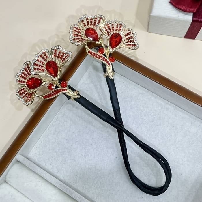 Chinese Style Ginkgo Leaf Hairpin, High-end Retro Flower Bud Head Hairpin, Simple Twist Hairpin, Versatile Hairpin for Cheongsam, Hair Accessory