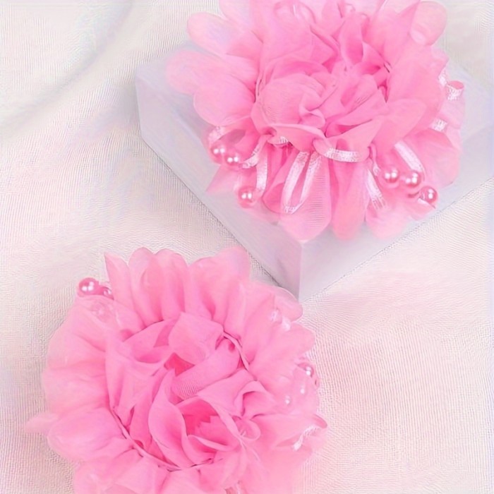 2pcs Toddler Girls Faux Pearl Flowers Decor Hair Tie -  Cute & Elegant Design - For Little Girls - Perfect for Everyday Wear & Special Occasions - Ideal Gift for Birthdays & Holidays