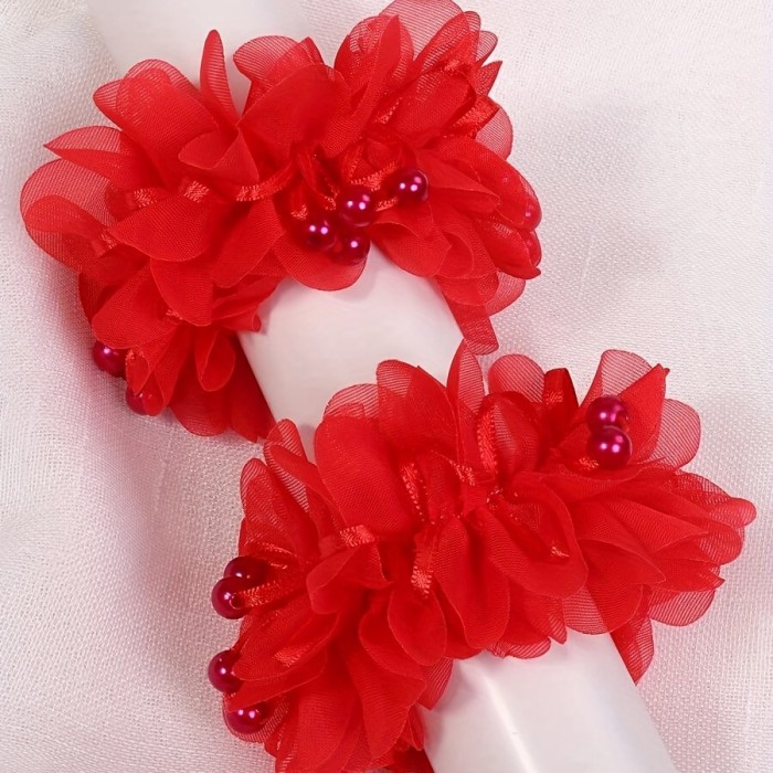 2pcs Toddler Girls Faux Pearl Flowers Decor Hair Tie -  Cute & Elegant Design - For Little Girls - Perfect for Everyday Wear & Special Occasions - Ideal Gift for Birthdays & Holidays
