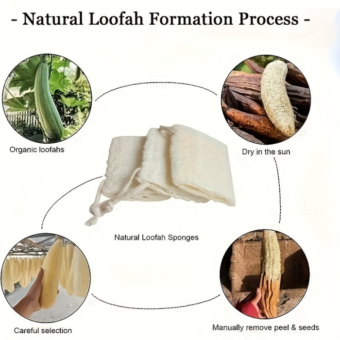 Natural Loofah Sponge - Biodegradable Wood Pulp Fiber Scrubbers for Kitchen, Bathroom, Spa - Exfoliating Body Scrub, DIY Soap, EcoClean
