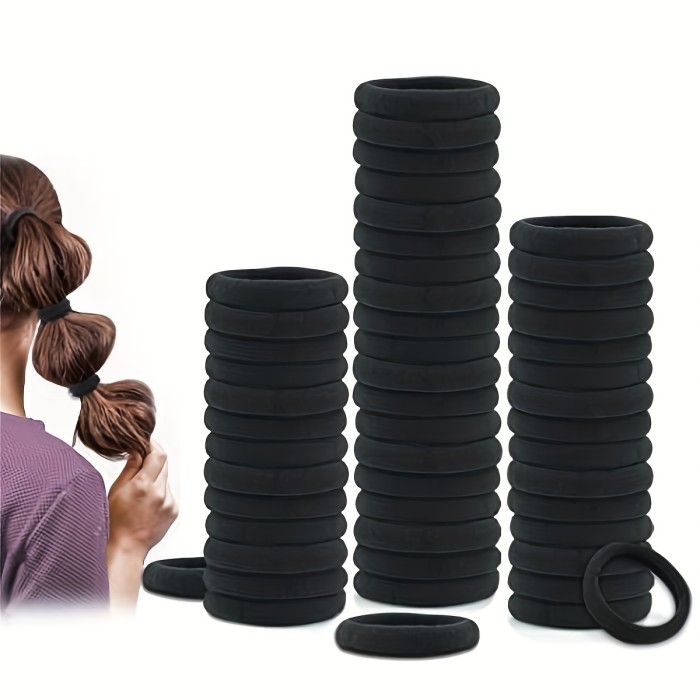 50pcs Black Hair Rope Simple Elastic Hair Band Hair Accessories For Girls, Ideal choice for Gifts