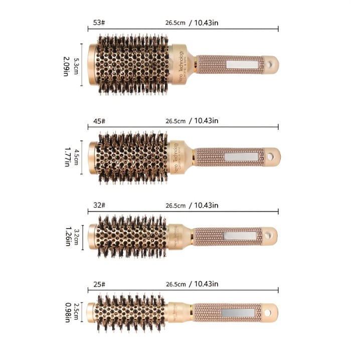 Luxurious Golden Ceramic Aluminum Round Brush for Women - High-Temperature Resistant, Nylon & Bristle Blend for All Hair Types, Big Wave Styling, Hair Comb