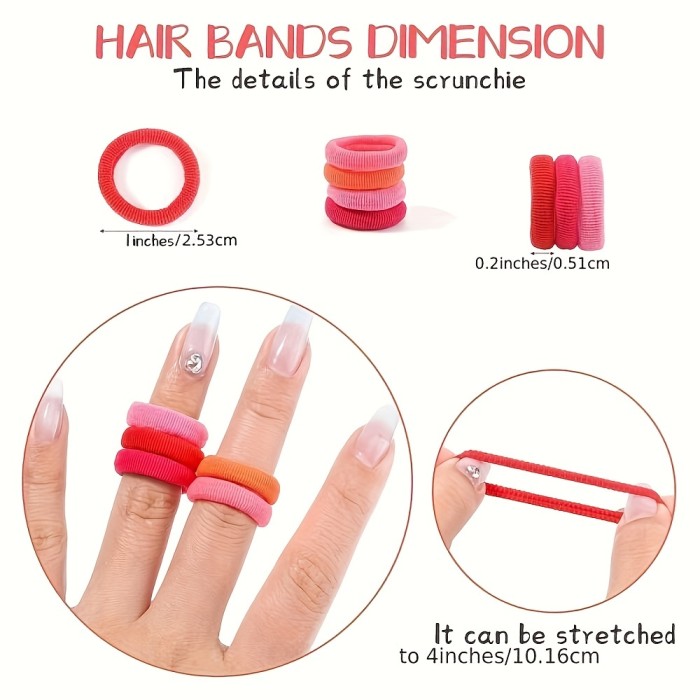 100\u002F300\u002F500pcs Elastic Hair Bands for Girls - Solid Color Polyester Ponytail Holders, Casual All-Season Hair Ties, Daily Use Rubber Scrunchie Hair Accessories for Teens
