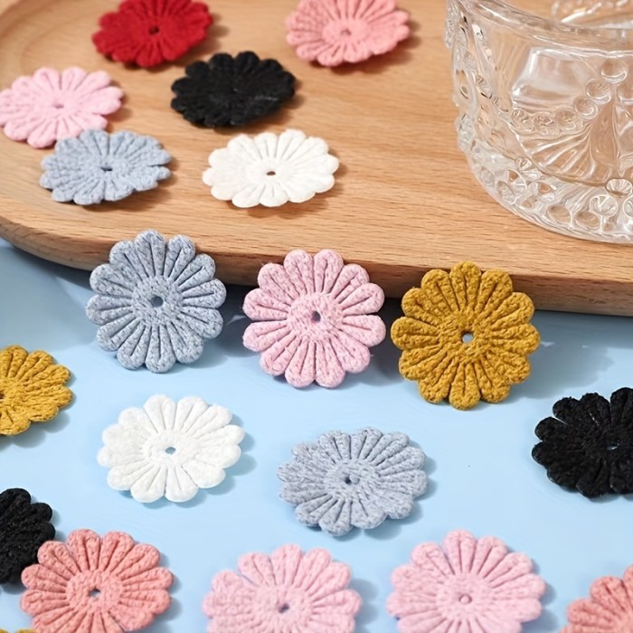 42pcs Vibrant Dual-Sided Knit Daisy Embroidery Patches - Ideal for DIY Crafts, Clothing, Headwear & Accessories - Colorful, Textured Fabric Appliques for Home Crafting