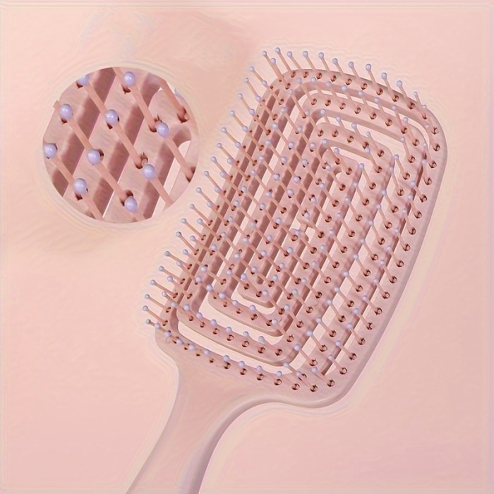 Flexible Plastic Bristle Detangling Hair Brush - Resin Handle Comb for All Hair Types, Wet or Dry