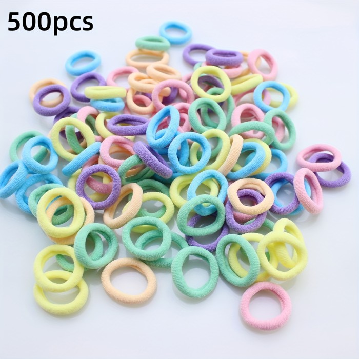 100\u002F300\u002F500pcs Elastic Hair Bands for Girls - Solid Color Polyester Ponytail Holders, Casual All-Season Hair Ties, Daily Use Rubber Scrunchie Hair Accessories for Teens