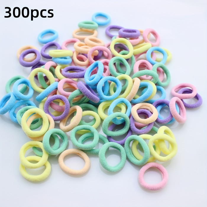100\u002F300\u002F500pcs Elastic Hair Bands for Girls - Solid Color Polyester Ponytail Holders, Casual All-Season Hair Ties, Daily Use Rubber Scrunchie Hair Accessories for Teens