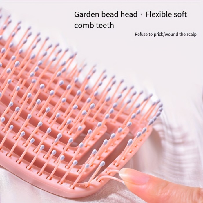 Flexible Plastic Bristle Detangling Hair Brush - Resin Handle Comb for All Hair Types, Wet or Dry