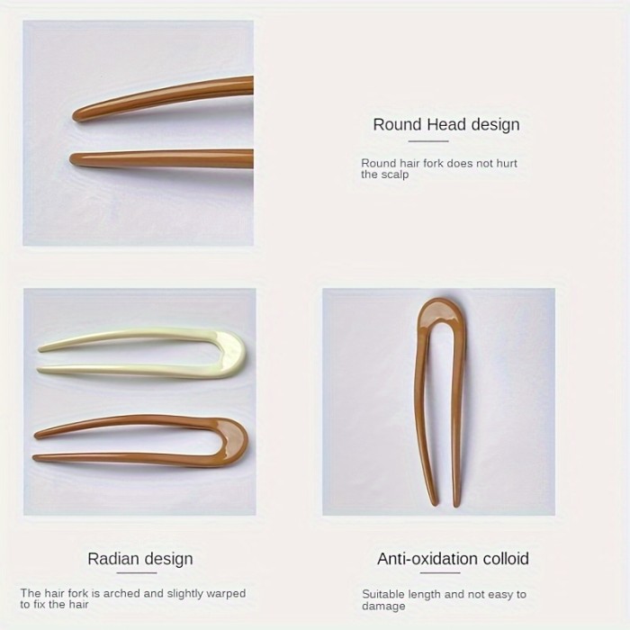 5pcs U Shape Classic Hairpins, Versatile Boho Style Women Girls Hair Accessories for Casual Leisure, Gift Photo Props