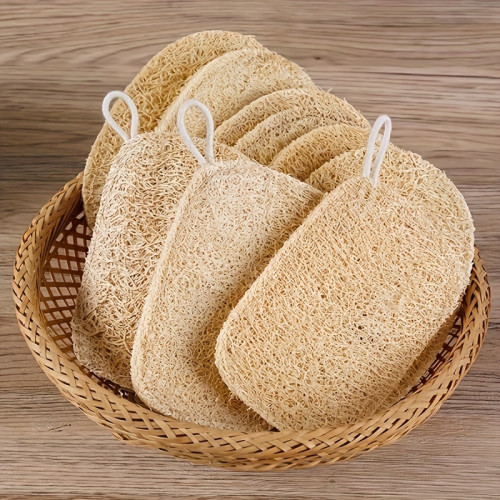 3pcs Natural Loofah Exfoliating Sponges for Shower & Bath - Gentle Body Scrubber for Men And Women, Ideal for Kitchen\u002FBathroom Cleaning