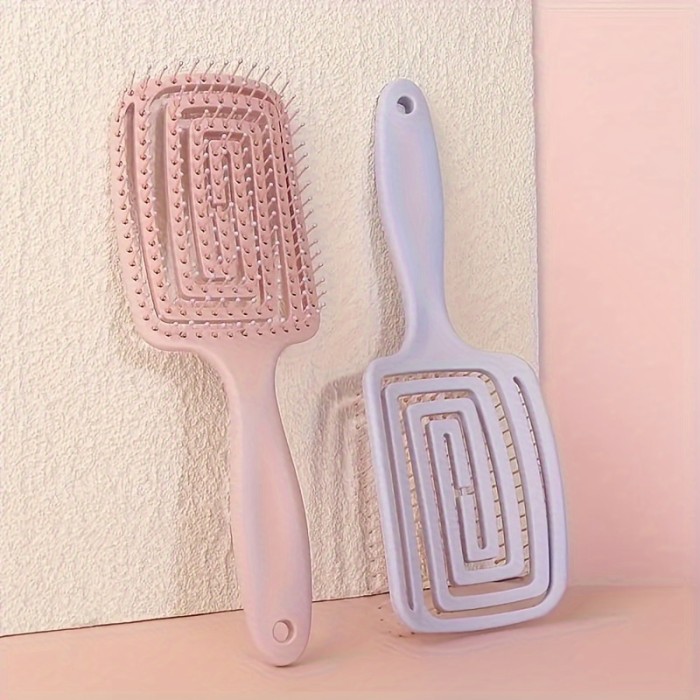 Flexible Plastic Bristle Detangling Hair Brush - Resin Handle Comb for All Hair Types, Wet or Dry