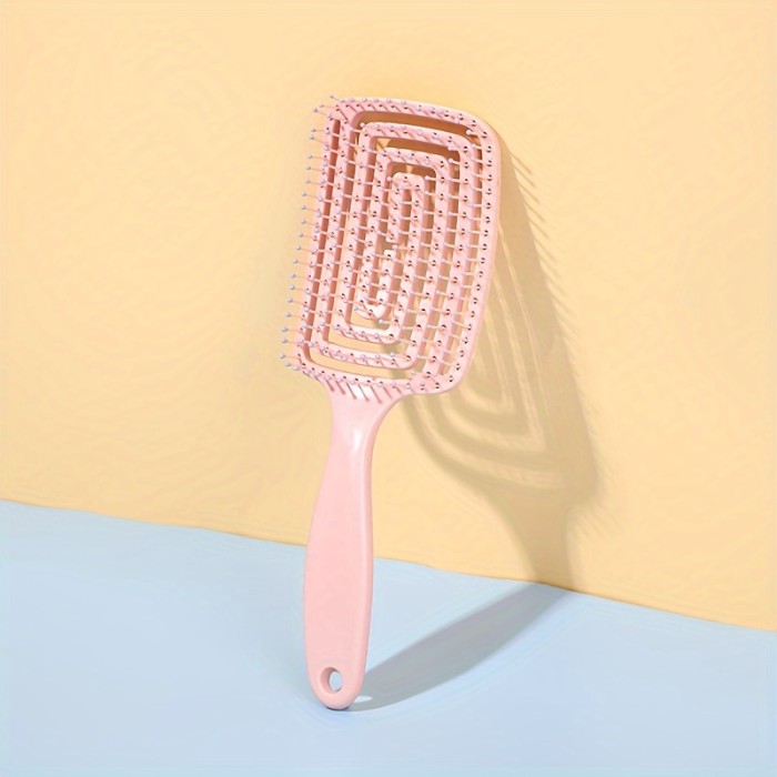 Flexible Plastic Bristle Detangling Hair Brush - Resin Handle Comb for All Hair Types, Wet or Dry