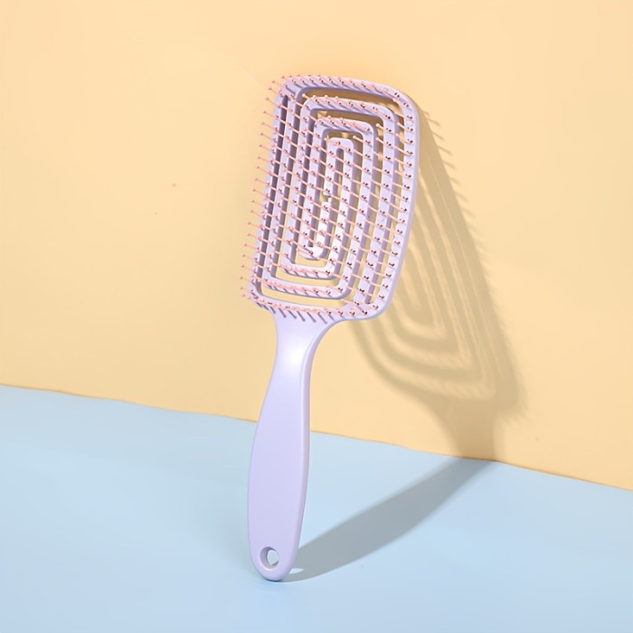 Flexible Plastic Bristle Detangling Hair Brush - Resin Handle Comb for All Hair Types, Wet or Dry