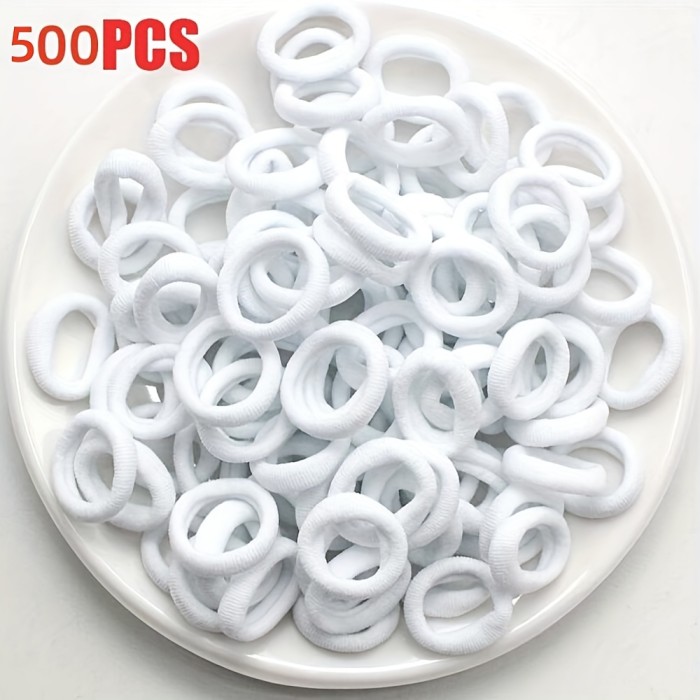 100\u002F300\u002F500pcs Elastic Hair Bands for Girls - Solid Color Polyester Ponytail Holders, Casual All-Season Hair Ties, Daily Use Rubber Scrunchie Hair Accessories for Teens