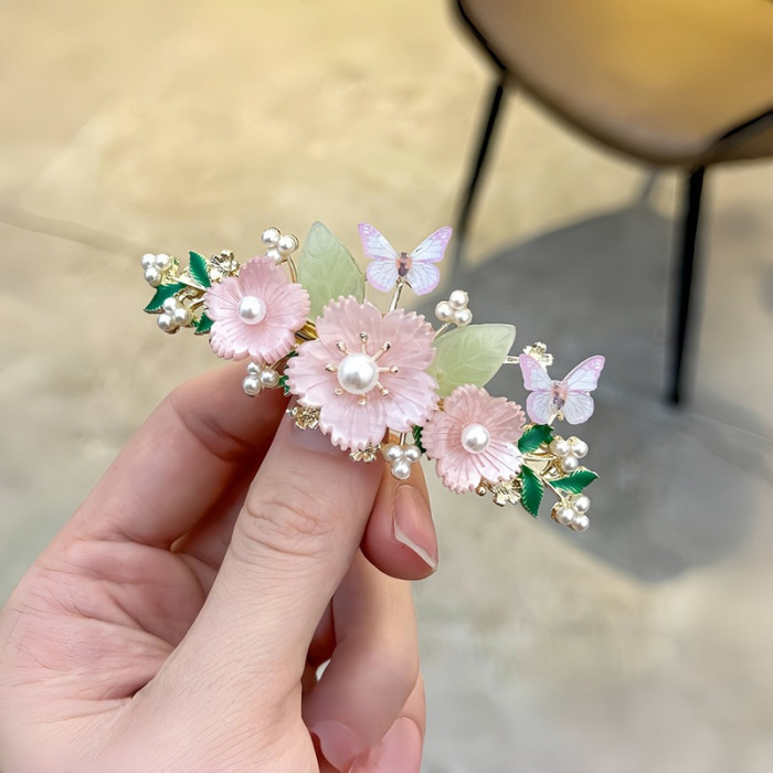 1pc Delicate Chinese Traditional Style Elegant Hair Accessory with Flowers And Butterflies - Perfect for Valentine'S Day New Year'S Eve Party!