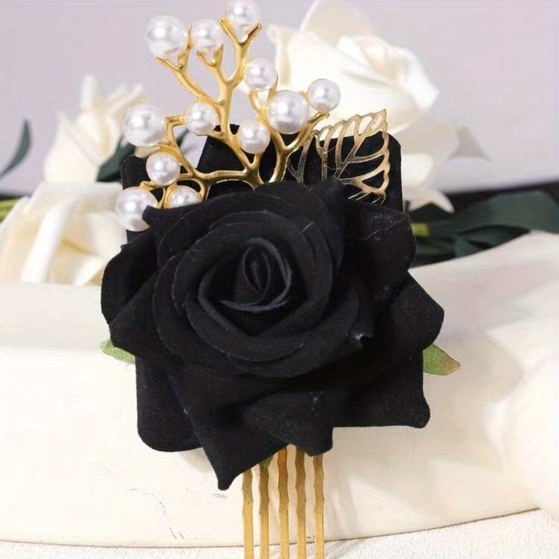 Rose Flower Hair Combs For Bridal Tiaras Silky Flannelette Floral Headpiece Wedding Bride Accessories