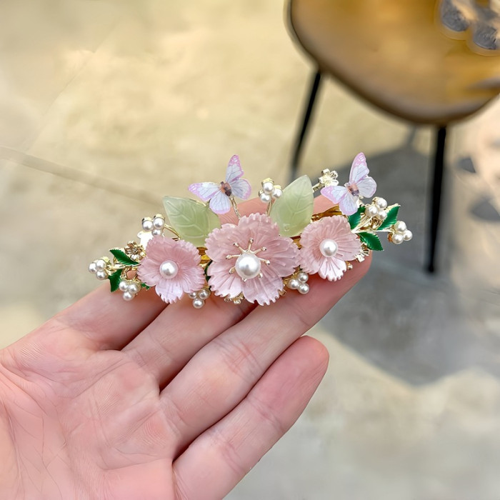 1pc Delicate Chinese Traditional Style Elegant Hair Accessory with Flowers And Butterflies - Perfect for Valentine'S Day New Year'S Eve Party!