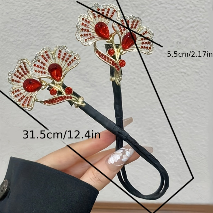 Chinese Style Ginkgo Leaf Hairpin, High-end Retro Flower Bud Head Hairpin, Simple Twist Hairpin, Versatile Hairpin for Cheongsam, Hair Accessory