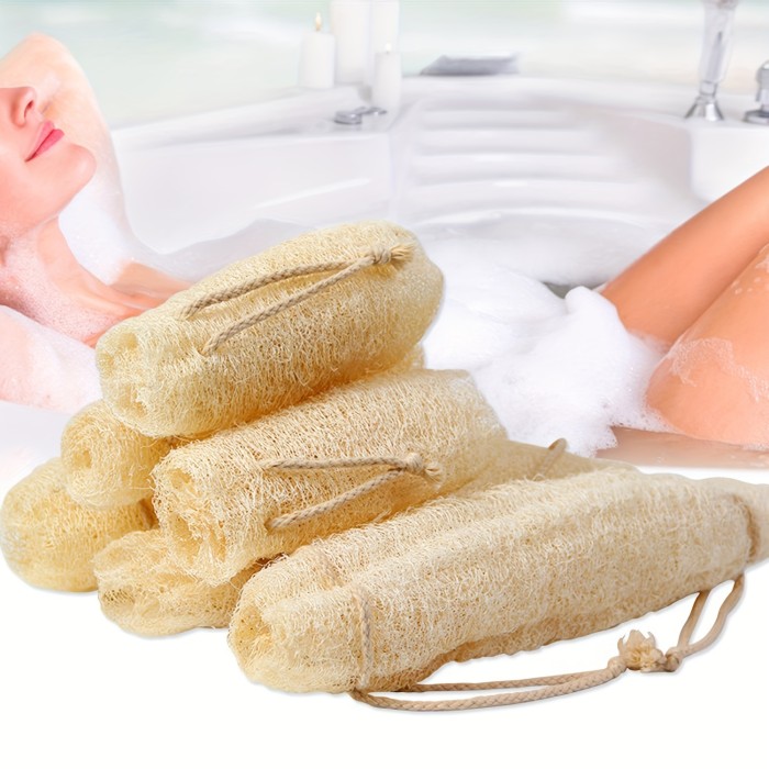 Natural Organic Loofahs, Loofah Shower for Exfoliating Skin Body Scrubber Use in Bath Shower, Large Body Wash Cleaning Spa Bath Spa Skin Care Back Accessories Scrubber Brush - 4PCS