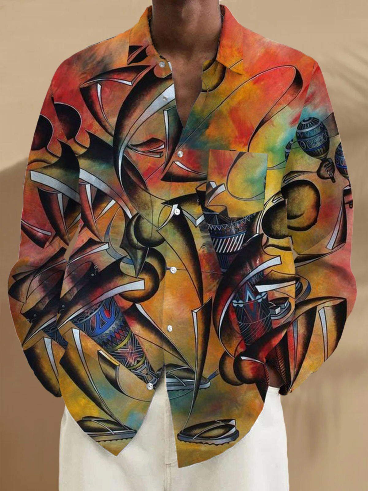 Artistic Print Fashion Shirt Top Long Sleeve Jacket