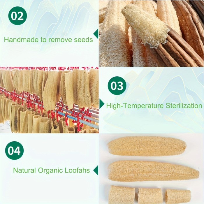 Natural Organic Loofahs, Loofah Shower for Exfoliating Skin Body Scrubber Use in Bath Shower, Large Body Wash Cleaning Spa Bath Spa Skin Care Back Accessories Scrubber Brush - 4PCS