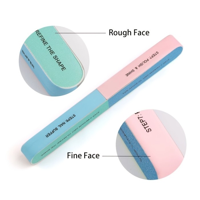 High Quality Multi-Sided Nail File Set with Polished Sponge Sand Bars - Perfect for Nail Art and Polish
