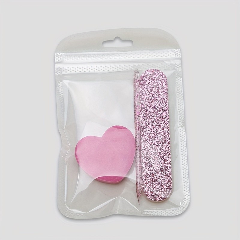 3pcs Nail Care Set: Crystal Rhinestone Applicator, Heart-Shaped Buffer Block & Wooden File - Hypoallergenic Manicure Tools for Hands, Feet & Nails