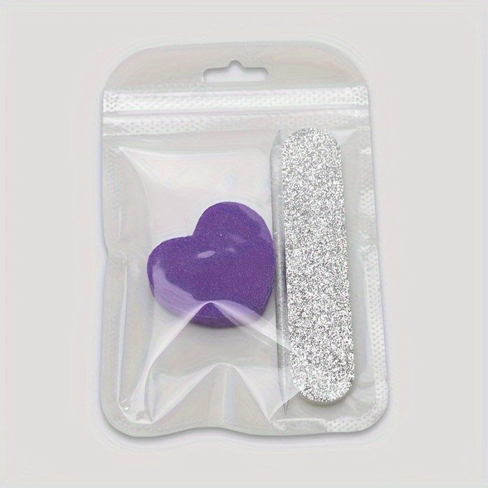 3pcs Nail Care Set: Crystal Rhinestone Applicator, Heart-Shaped Buffer Block & Wooden File - Hypoallergenic Manicure Tools for Hands, Feet & Nails