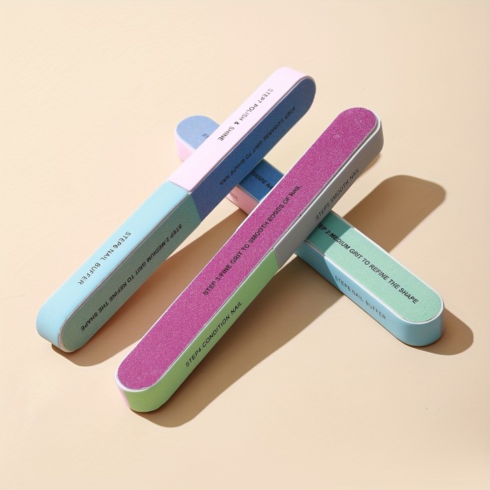 High Quality Multi-Sided Nail File Set with Polished Sponge Sand Bars - Perfect for Nail Art and Polish