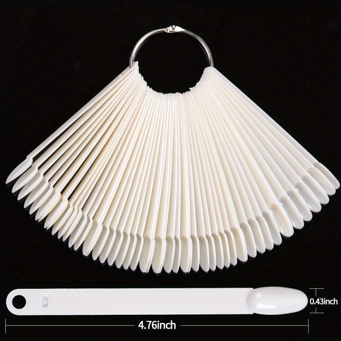 50Pcs Nail Display Tips Clear Nail Swatches Tips For Display Nail Samples Gel Polish Palette Color Chart Manicure Practicing Tools