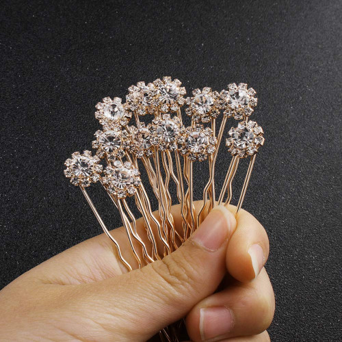 12pcs Rhinestone Wedding Hair Pins, Crystal Bridal Hair Pins Clips, Wedding Hair Accessories Set For Women, Jewelry With Rhinestone For Brides and Bridesmaids