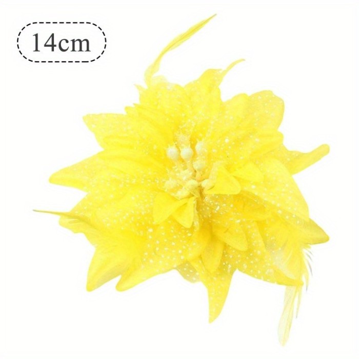 Boho Style Lily Flower Hair Clip, Plastic Non-Feathered Side Barrette for Women, Vibrant Blue Floral Hair Accessory with Speckled Petals and Green Stem, Elegant Hairdressing for Dress Hairstyle Making, Hair Accessories
