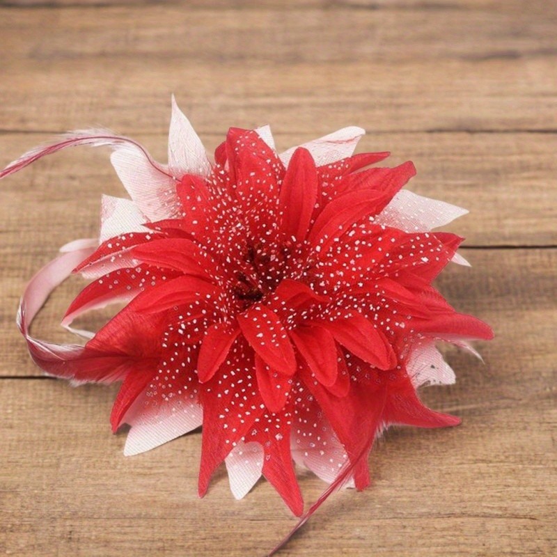 Boho Style Lily Flower Hair Clip, Plastic Non-Feathered Side Barrette for Women, Vibrant Blue Floral Hair Accessory with Speckled Petals and Green Stem, Elegant Hairdressing for Dress Hairstyle Making, Hair Accessories