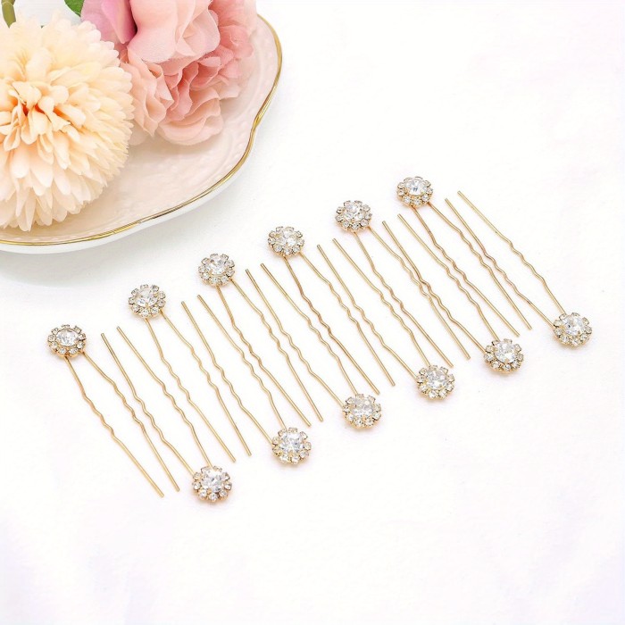 12pcs Rhinestone Wedding Hair Pins, Crystal Bridal Hair Pins Clips, Wedding Hair Accessories Set For Women, Jewelry With Rhinestone For Brides and Bridesmaids