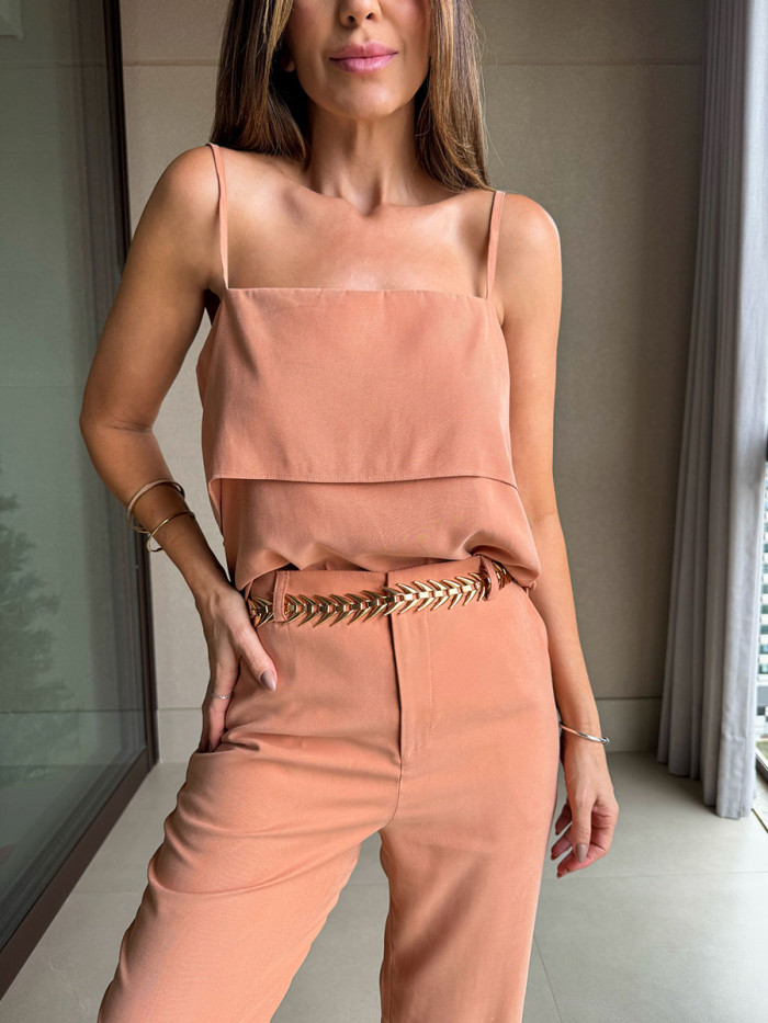 Casual suspender two piece set