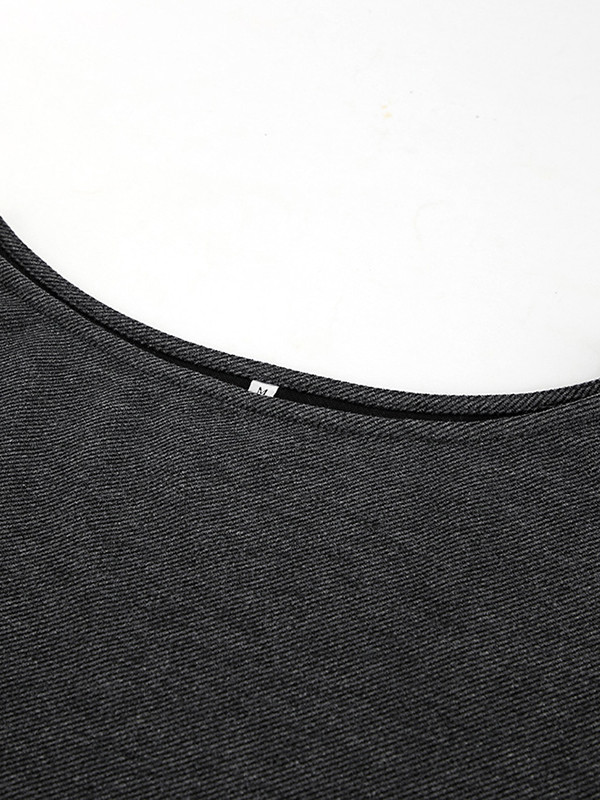 Long Sleeves Loose Solid Color Split-Side One-Shoulder T-Shirts Tops