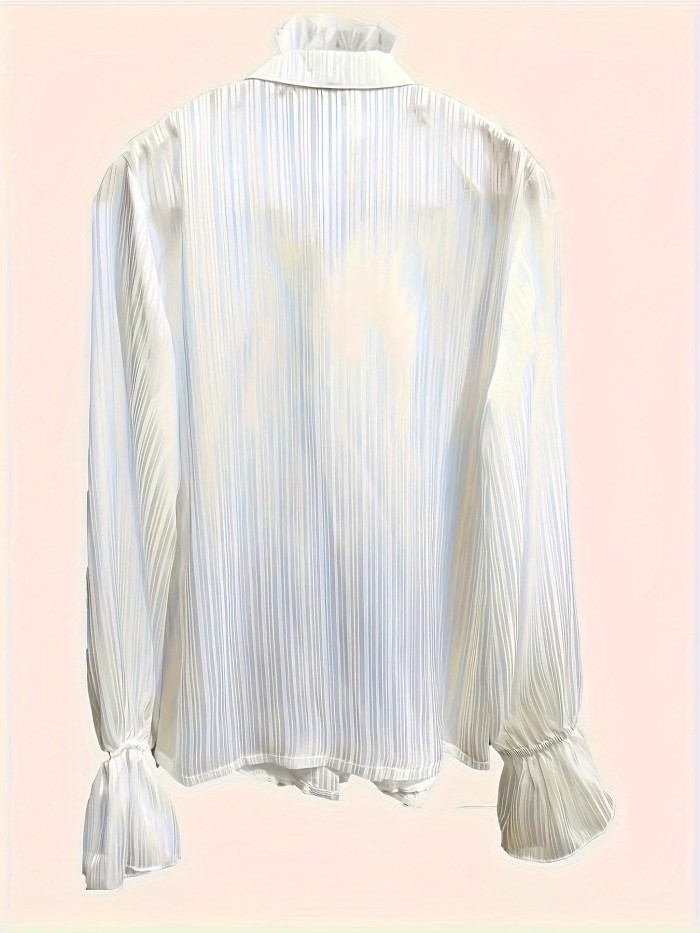 Stunning Ruffled Blouse - Elegant Long Sleeve Shirt with Button Front, Soft Fabric, and Classic Fit for Spring and Fall Season - Women's Clothing for Everyday Wear