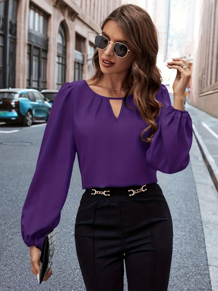 Women'S Solid Color Hollow Collar Shirt